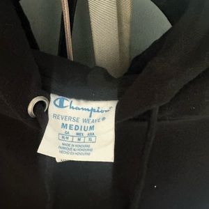 Black Thick Champion Logo Hoodie